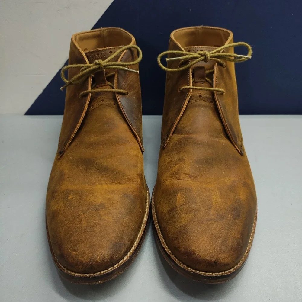 Cole Haan Chukka Boots Mens Size 11M Brown Comfort Almond Toe Cuban Heel Lace Up